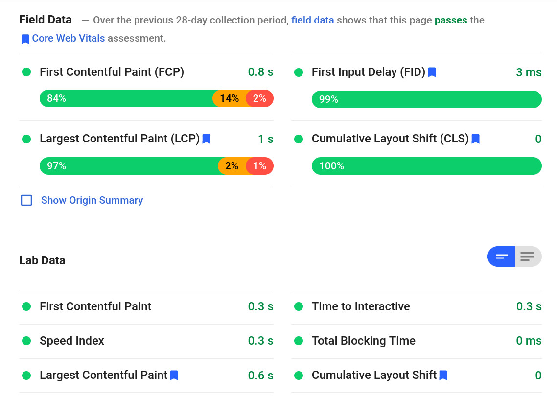 Passing the core web vitals